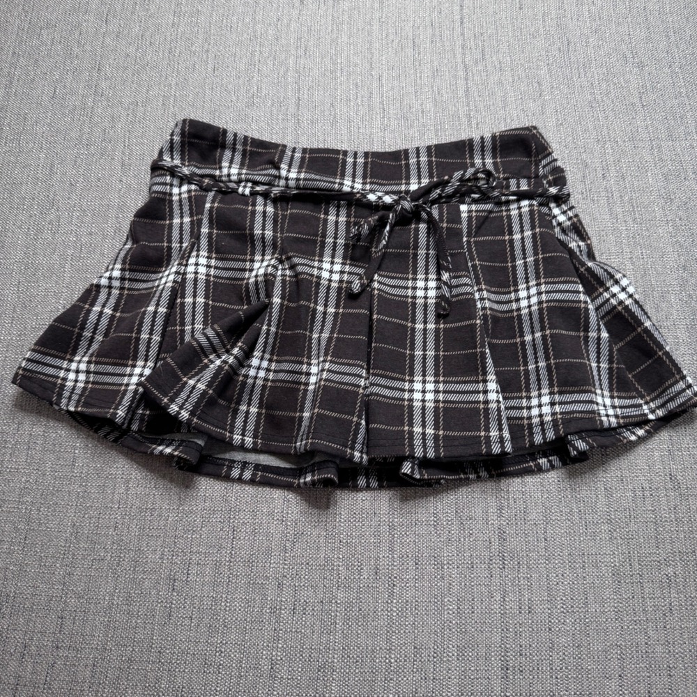 Black Ibis Brown Plaid Pleated Mini Skort Womens Large JBSK1012-2398